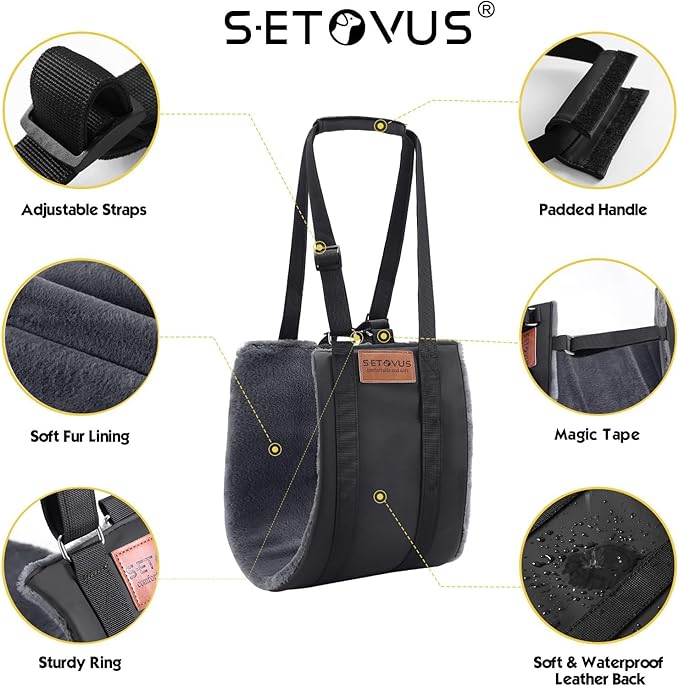 S-ETOVUS Dog Sling for Large Dogs Hind Leg Support, Magic Tape Dog Lift Harness, Soft Dog Support Harness for Back Legs, Hip Support Harness to Help Senior, Injured, Disabled and After ACL Surgery