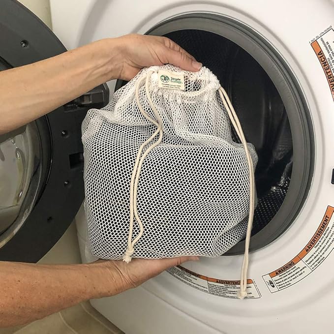 Simple Ecology Organic Cotton Mesh Laundry Bag; Machine Washing Bags for Delicates, Lingerie and Garments, Set of 3 (S, M, L)