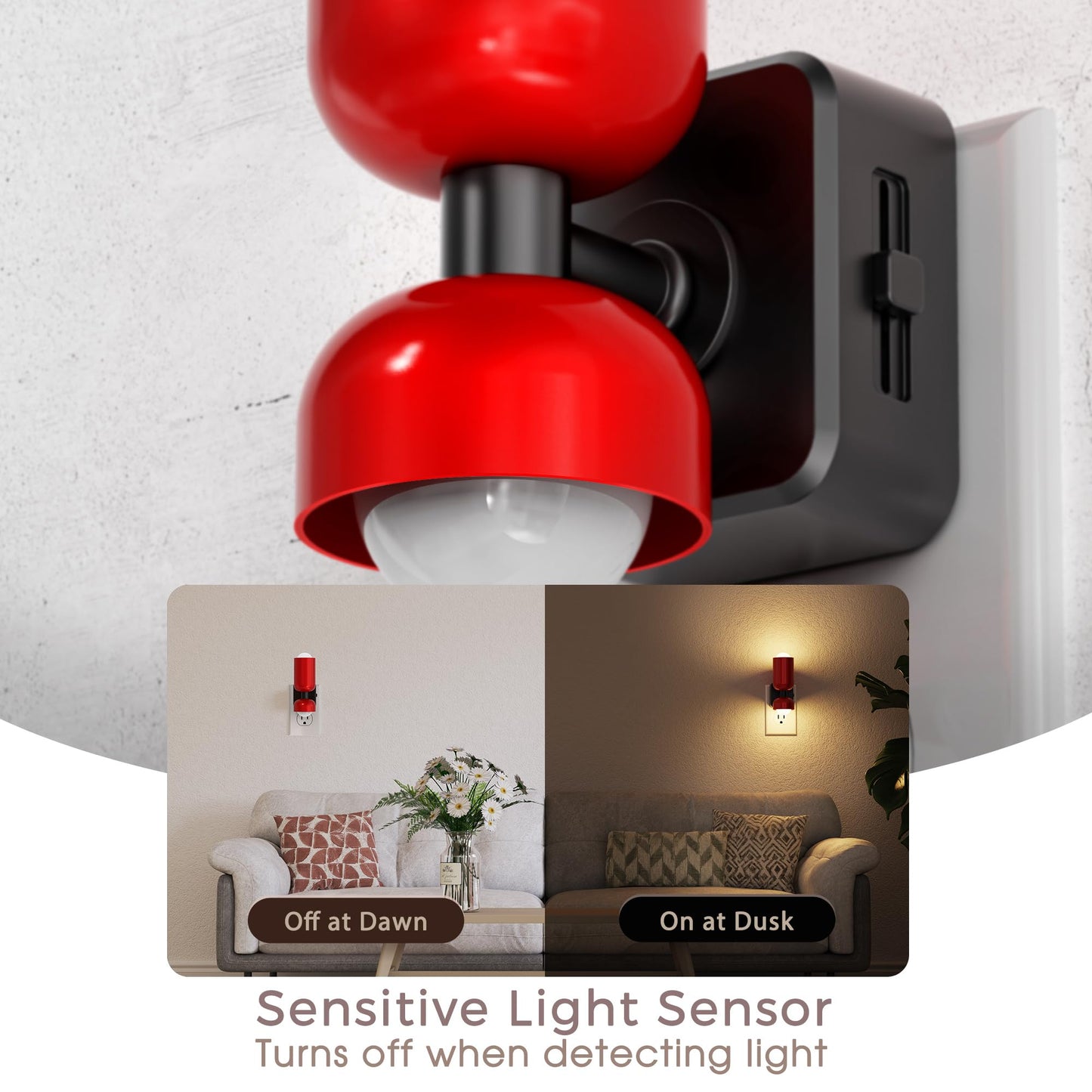 Briignite Night Lights Plug into Wall, Mid-Modern Night Light Plug in, Dusk to Dawn Sensor, 3000K Soft White, 0-100LM Adjustable Brightness, Dimmable Nightlight for Bedroom, Bathroom, Hallway