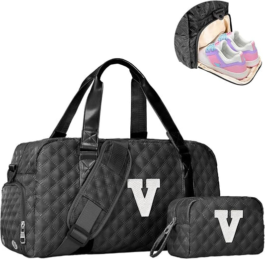 Elilier Kids Travel Duffel Bag, Personalized Weekender Bag with Shoes Compartment, Mothers Day Gifts, Girls Gifts for Kids Friends