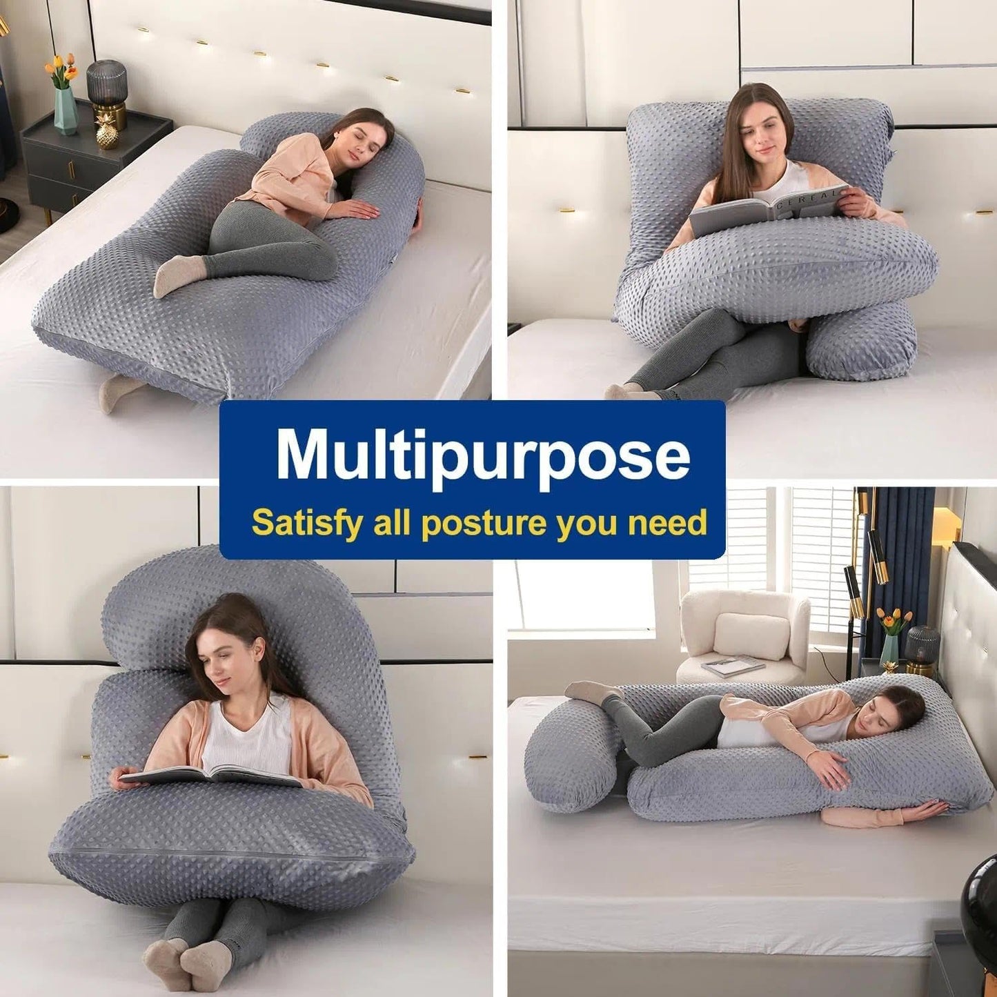 Pregnancy Pillows for Sleeping, U Shaped Full Body Maternity Pillow for Pregnant Women with Removable Cooling Cover, Support for Back, HIPS, Legs, Belly, 57 Inch, Black
