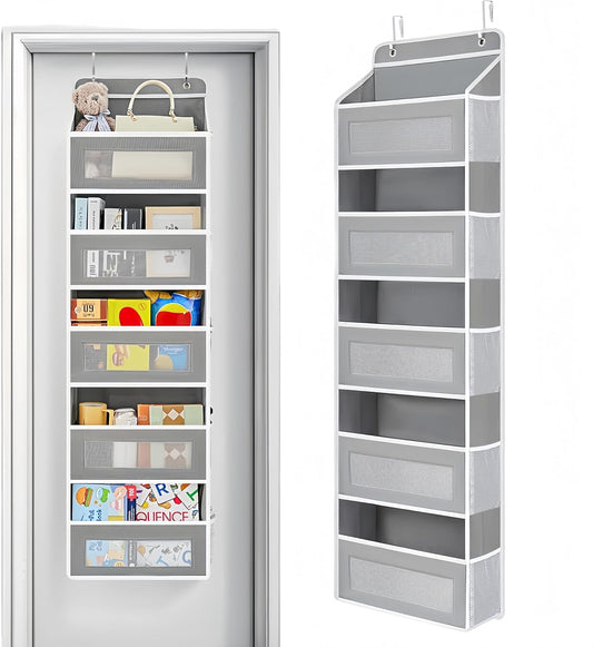 LTAXAF 2 Pcs Heavy Duty Over The Door Closet Organizer, 5-Shelf Hanging Storage Closet Door Organizer with 5 Large Capacity Pockets Storage Organizer for Bedroom,Bathroom and Baby Nursery Storage