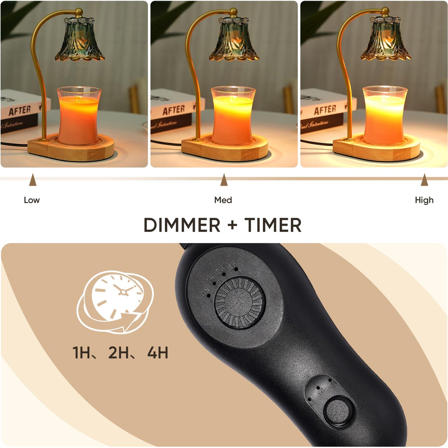 BODEVEDOB Candle Warmer Lamp with Timer,Dimmable Electric Fragrance Wax Warmer,Elegant Home Decor Melt Warming Heater As Best Birthday Gifts for Women mom(Golden-Green)