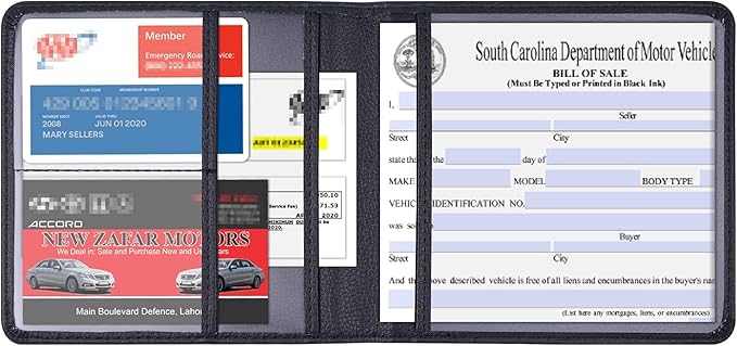 Wisdompro Car Registration and Insurance Holder 2 Pack PU Leather Vehicle Glove Box Documents Organizer Auto Accessories Wallet Paperwork Case for Women ID Card, Driver's License - Pink and Black
