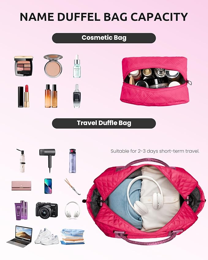 Vogewood Womens Gifts for Birthday-Initial Travel Bag with Shoe Compartment, Personalized Weekender Bag, Monogram Overnight Bag for Women, Letter Travel Bag with Makeup Bag Ladies Gifts (Letter S)