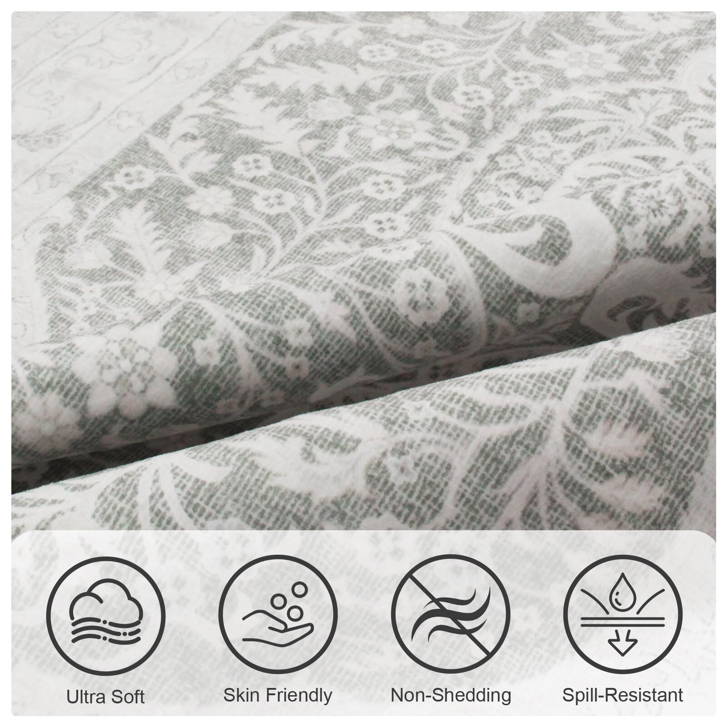 ANSSO Washable Rug 5x7 Area Rugs for Living Room - Stain Resistant Non-Slip Backing Boho Rug for Bedroom,Durable & Ultra-Thin Vintage Large Area Rug(5x7,