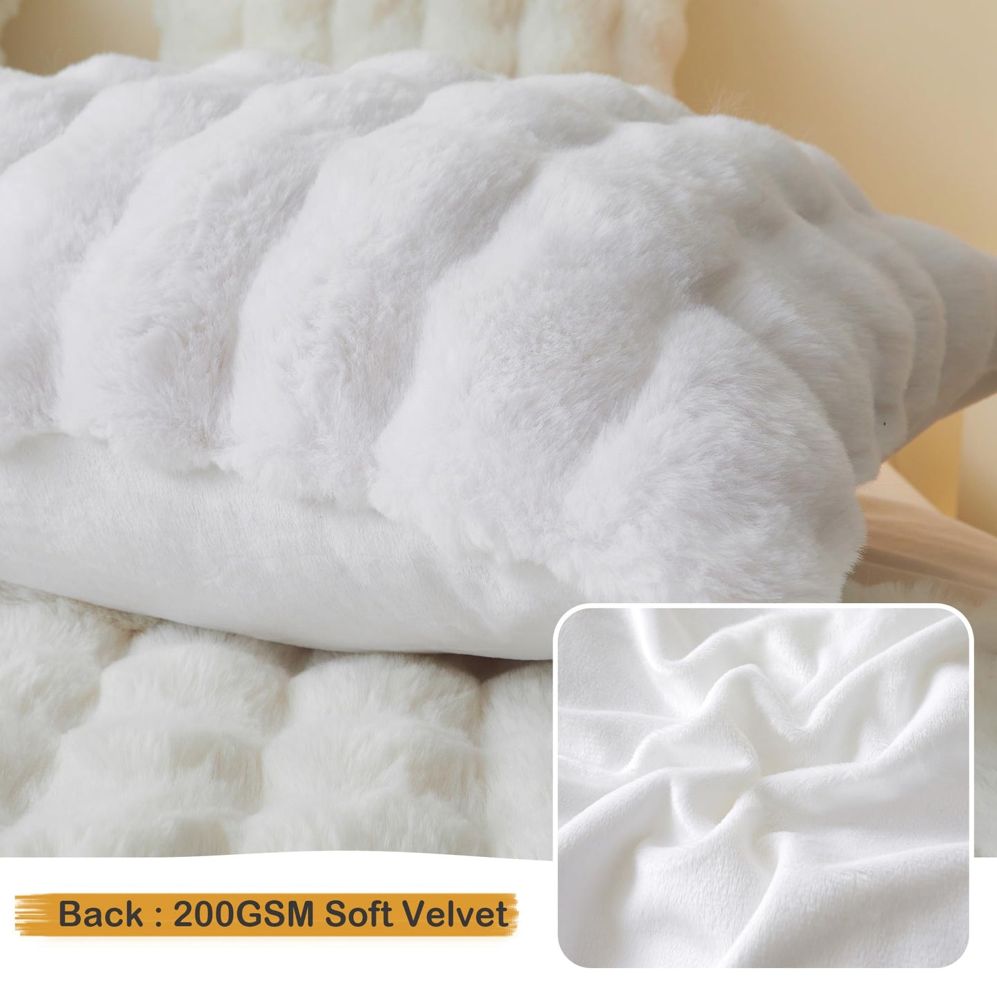 LIFEREVO 2 Pack Fluffy Faux Rabbit Fur Pillow Cases, Luxury Soft Plush Shaggy Bubble Pillowcases Standard Size with Zipper Closure, Furry Fuzzy Long Pillow Shams for Bedroom Living Room 20x26, White