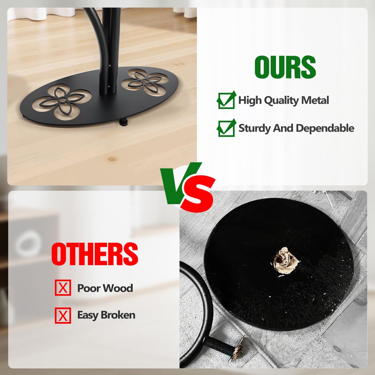 XZHXZH, 3 Tier Metal Plant Stand Indoor Outdoor, Tall Black Plant Shelf, Heavy-duty Base in the Shape of a Four-leaf Clover, Tiered Modern Corner Shelf, Suitable for Courtyard, Patio, Living Room, Bedroom