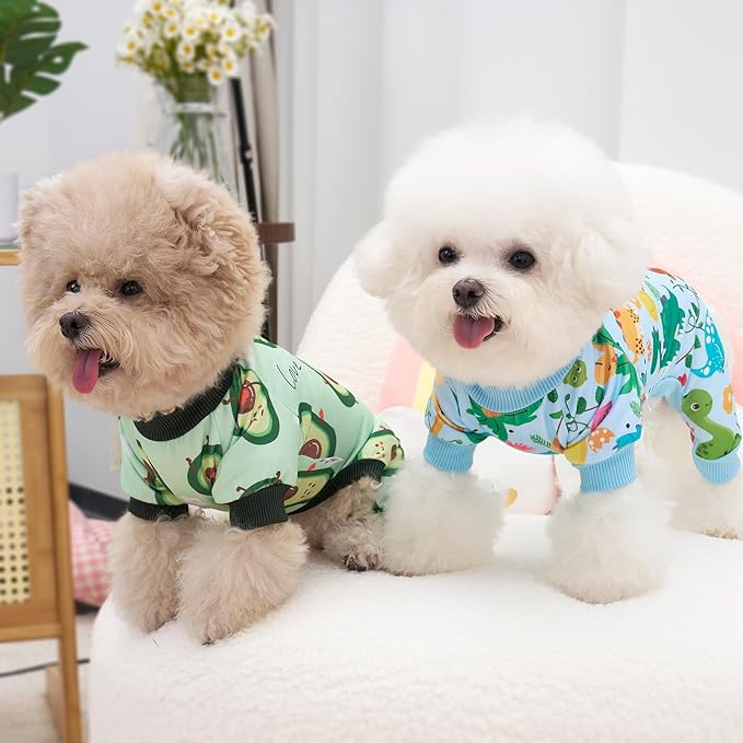 XPUDAC 4 Pack Dog Pajamas Soft Strechy Summer Doggie Clothes for Small Medium Dogs Boy Girl Cat Apparel, 5XL
