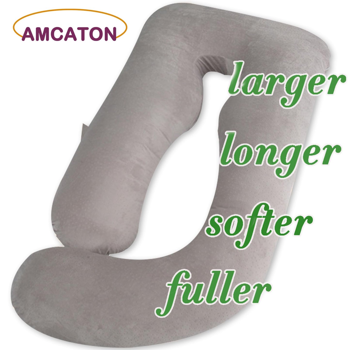 AMCATON 60 Inch Pregnancy Pillows for Sleeping, Extra Large U Shaped Body Pillow, Pregnancy Pillow, Maternity Pillow for Pregnant Women with Velour Cover (Grey)