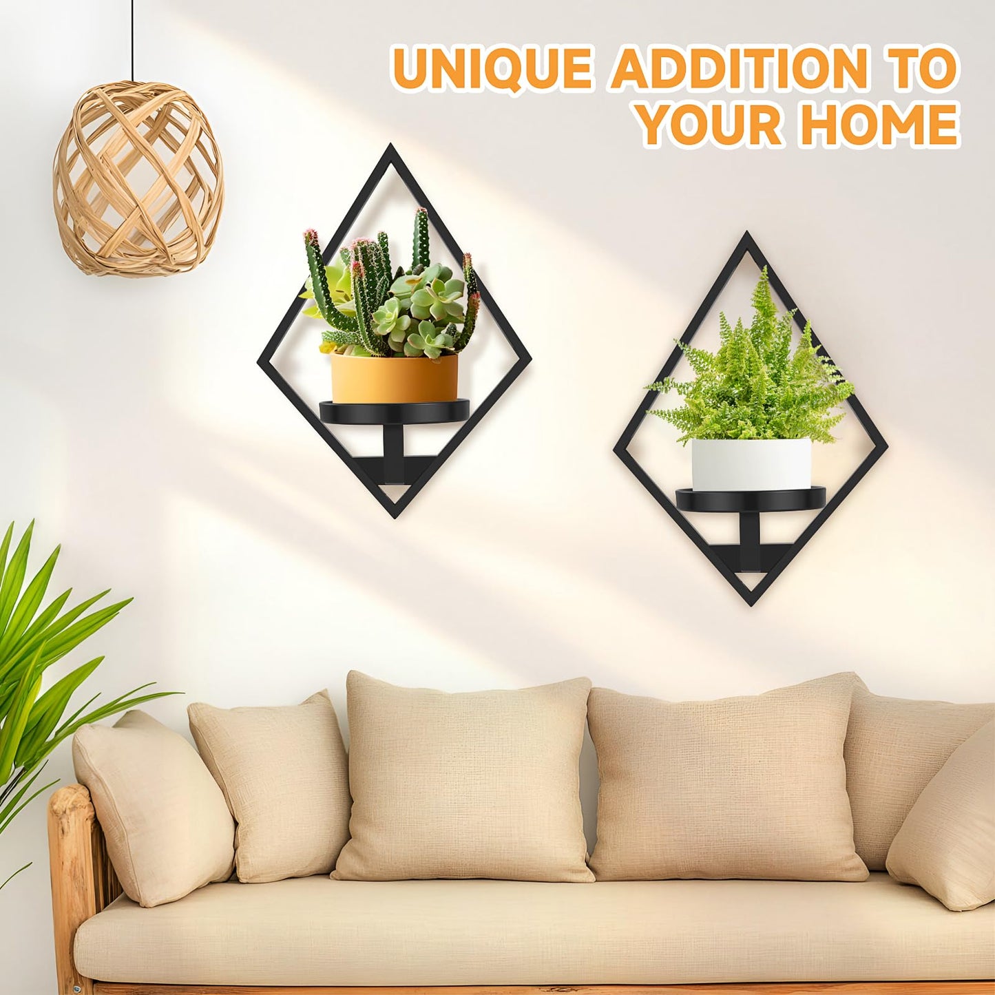 Sbosbo Wall Plant Holder, 2 Pack Metal Floating Shelves Indoor, Window Sill Plant Shelf for Bedroom Bathroom Living Room Home Office