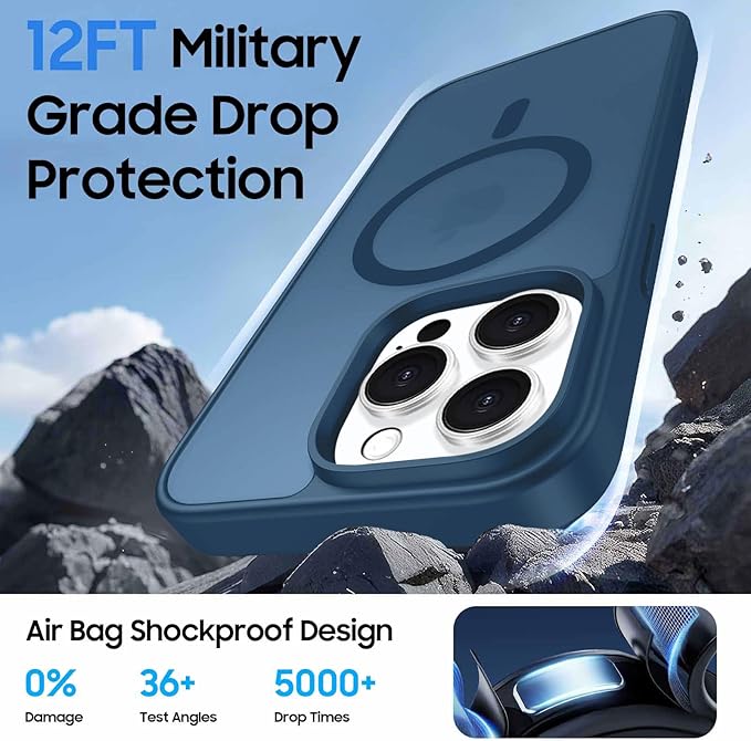 Ntwinro Magnetic for iPhone 15 Pro Case (Compatible with MagSafe) with Detachable Wallet & Card Holder for 3 Cards [RFID Blocking] Military Grade Protective Slim Phone Cover, Deep Blue