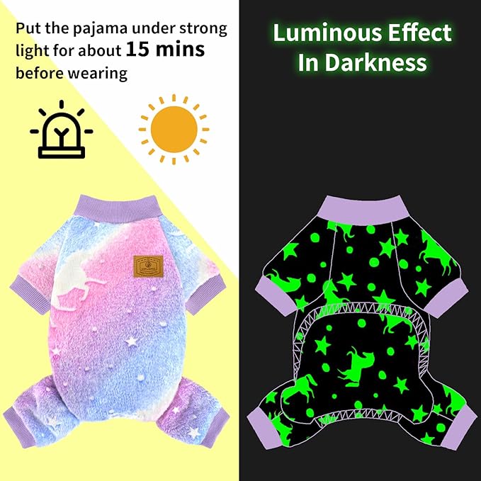 XPUDAC Dog Sweater Glows in The Dark Fleece Pajamas for Small Medium Dogs Girl Boy Puppy Clothes for Halloween Christmas Winter(X-Large)