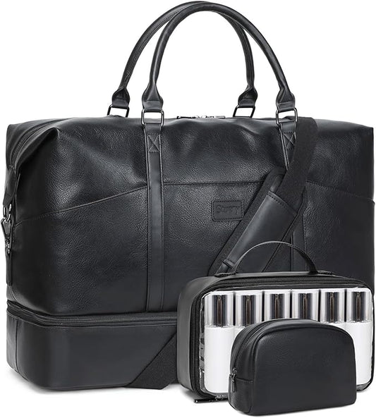 Weekender Bag, Large Travel Duffel Bag for Women, Carry on Overnight Bag with Shoe Compartment and Toiletry Bags
