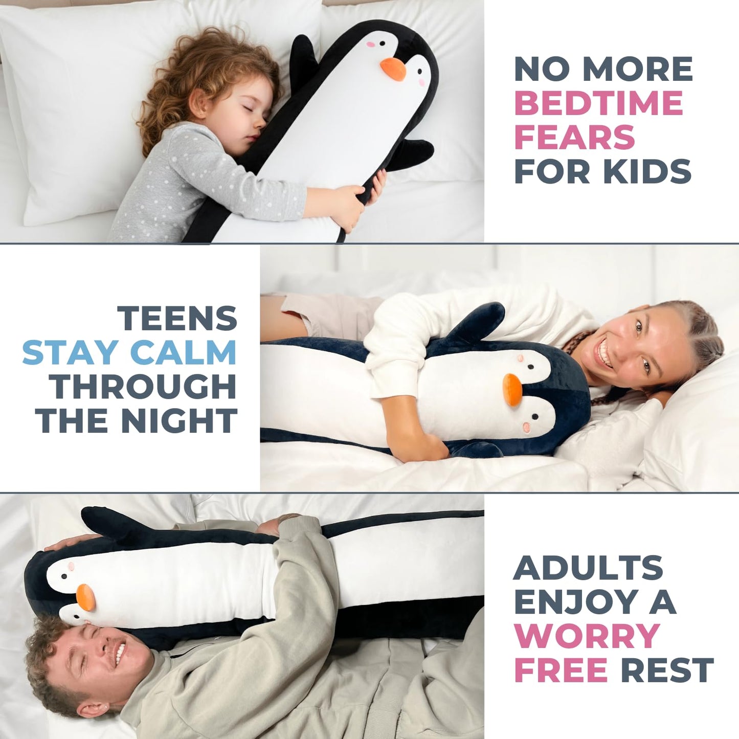 Cuddle Paws Penguin Plush Body Pillow for Kids | Long Stuffed Animal Cuddle Pillow | Soft Hugging Toy | Plushie Gift for Girls & Boys | Long Plush Body Pillow for Sleep & Comfort | Small, 23 Inches