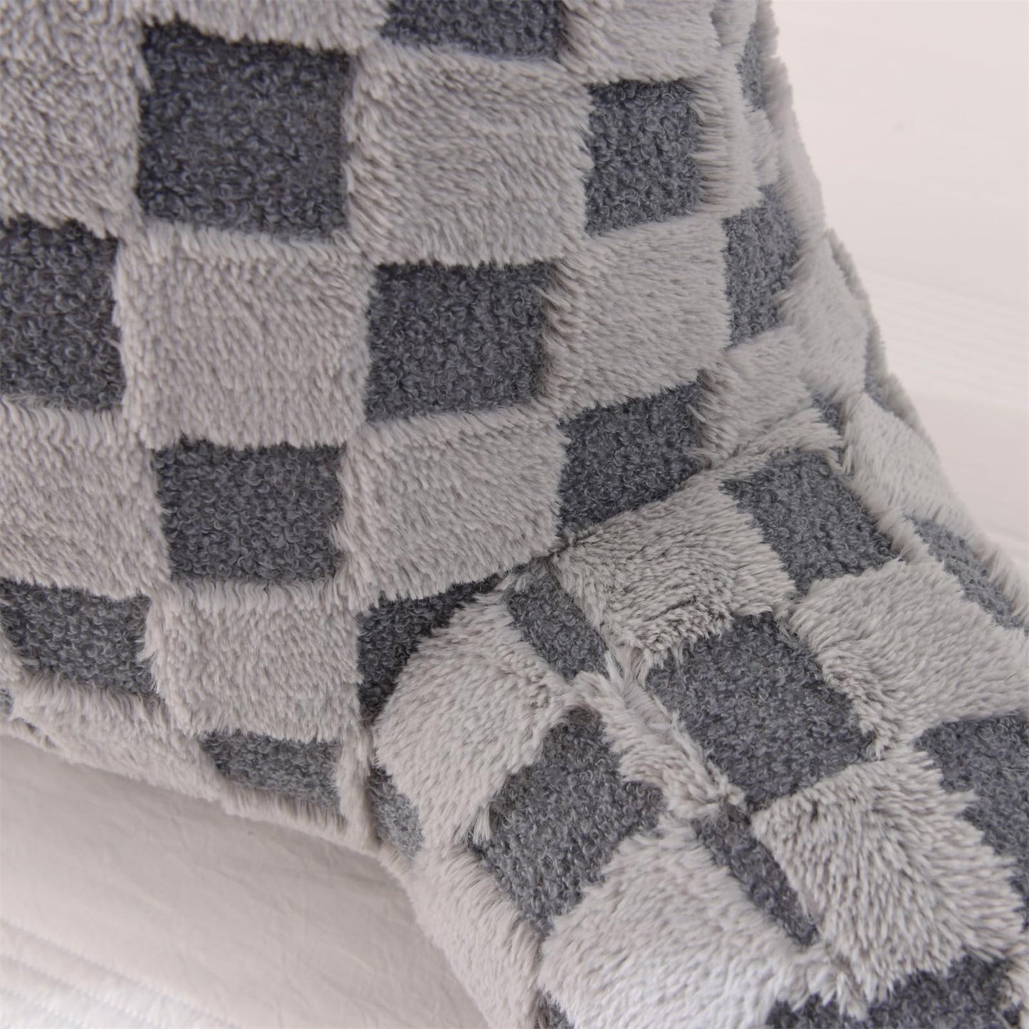 Aimuan Reading Pillow Checkered Bed Rest Wedge Backrest Checkerboard Pillow with Arms Back Support for Sitting Up in Bed Cushion Incline Rest Sleeping Snoring Pillow (Grey,Large)