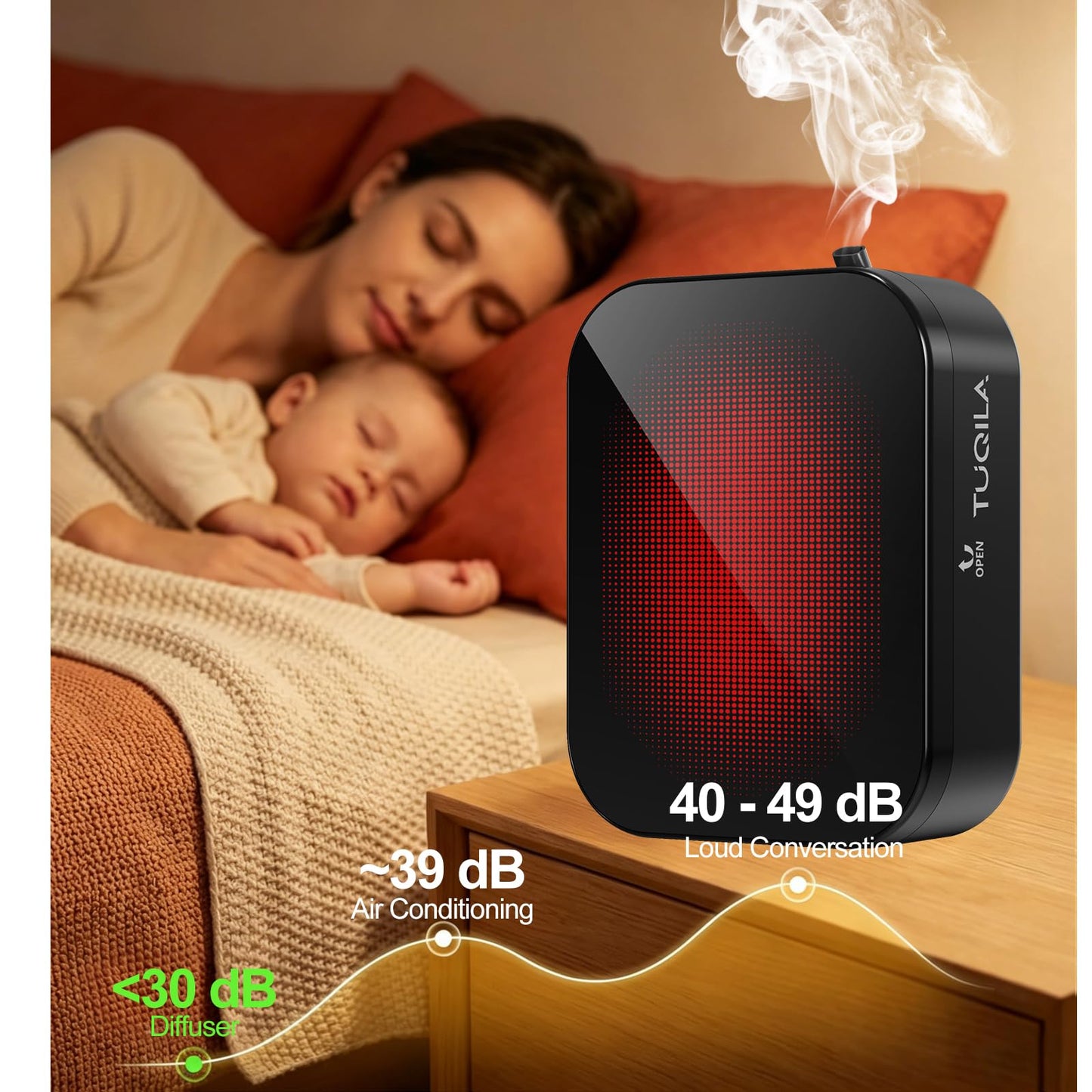 Tuqila Waterless Essential Oil Diffuser Machine Plug-in or 3 D Batteries Operated, Cold Air Aroma Diffuser Up to 2000 Sq, Ft, APP Control Smart Scent Diffision for Home, Hotel, Office (with 20ml Oil)