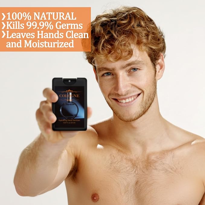 24 Pcs Hydrating Hand Sanitizer Spray for Business Men Male Sanitizing Mist Scented Spray Hand Sanitizer Travel Size Refillable Pocket Portable for Men Adults Boss Gift Coworker Office Team