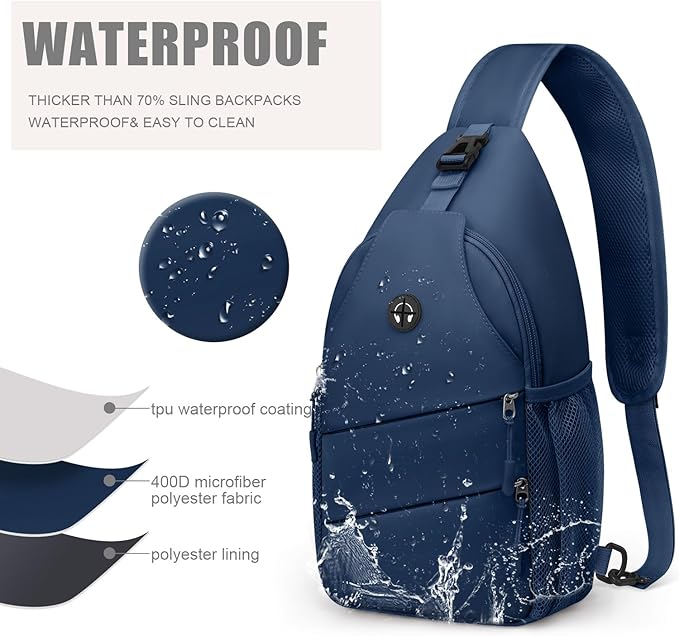 Pritent Crossbody Bags for Women Men Trendy Sling Bag Backpack Casual Chest Bag with Convertible Shoulder Strap