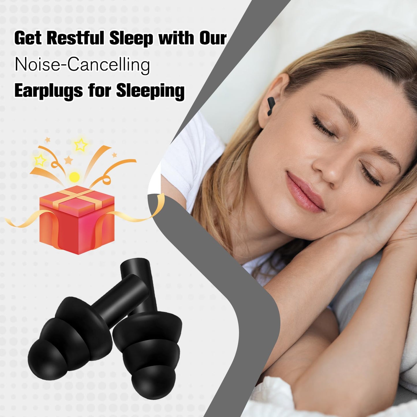 TrelaCo 200 Pairs Silicone Ear Plugs Bulk, Nrr 32db Reusable Waterproof Soft Ear Plugs for Sleeping Noise Music Concerts Hearing Protection Earplugs Swimming Shooting Construction Hunting(Black)