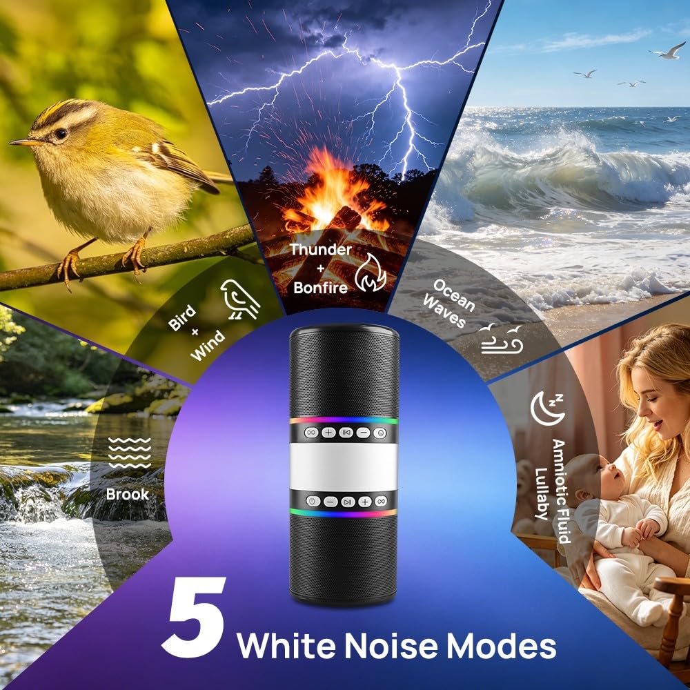 NUANTU 3 in 1 Splittable Bluetooth Speaker White Noise Machine Rhythm Light
