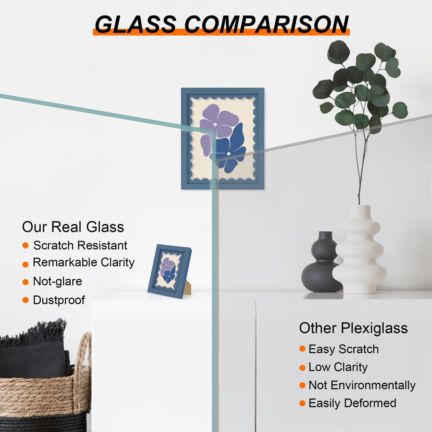 THKRLOF 5x7 Picture Frame with Real Glass, Wooden cute 5 x 7 Photo Frame with Wavy Mat for Tabletop and Wall Hanging, Blue, 1 Pack