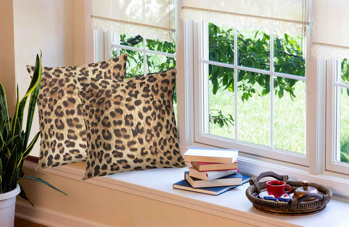 EMMTEEY Leopard Print Pillow Covers, 24x24 Throw-Pillow-Cover Set of 2 Cheetah Print Couch Pillow Cases Decorative Square Throw Pillows for Home Living Room Bedroom Bed Sofa Cushion Cover