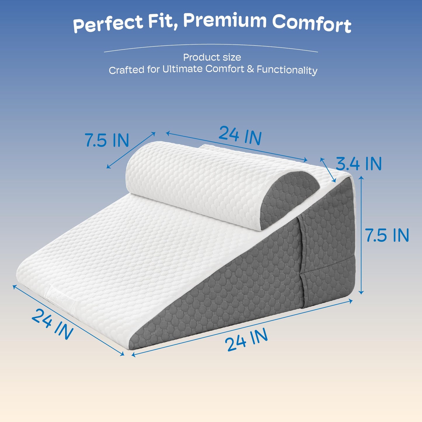Simpledad 2PCS Wedge Pillow, 12" Wedge Pillow for Acid Reflux, Back Pain Relief, Cooling Memory Foam Top, Bed Wedge Pillows for Headboard, Sleeping, Snoring, Back Support, After Surgery.