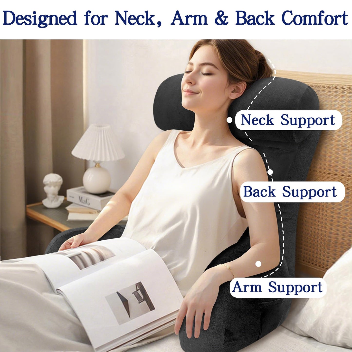 Tinuniyaa Reading Pillows for Sitting in Bed Adult