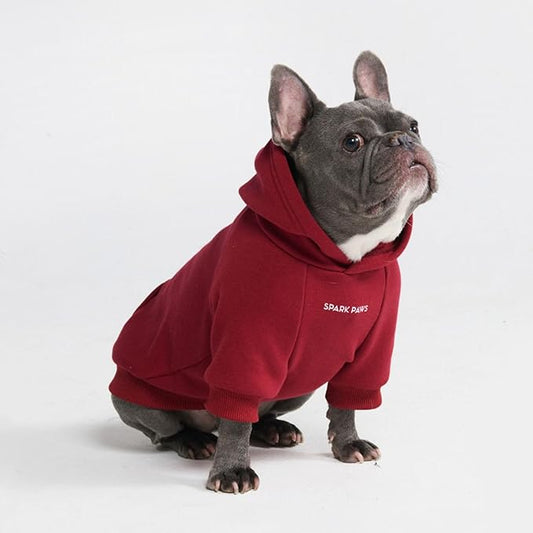Spark Paws Dog Hoodie – Premium Dog Sweater for Small, Medium, and Large Dogs | Warm Outfits for French Bulldogs, Pitbull, Puppy, Winter Jacket Alternative - Burgundy - XL