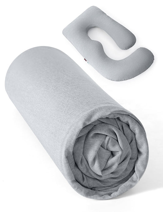 Momcozy Cooling Cover for Pregnancy Pillows, U-Shaped Full Body Maternity Pillow for Side Sleepers 57 Inch - Support for Back, Hip, Belly, Legs for Pregnant Women, Pillowcase Only