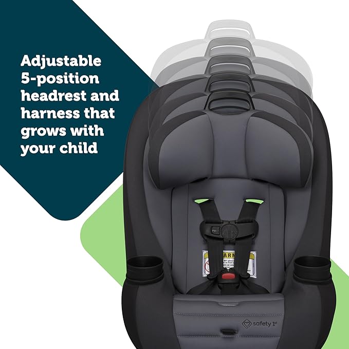 Safety 1st Ellaris 3-in-1 Convertible Car Seat, Slim Fit Design, Rear & Forward-Facing, 5-Position Headrest, 3-Across Fit, Travel-Friendly with Machine-Washable Seat Pad, Peacock Blue