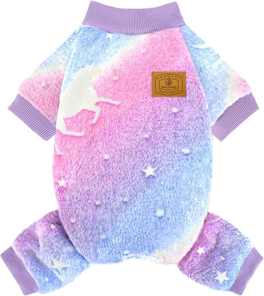 XPUDAC Dog Sweater Glows in The Dark Fleece Pajamas for Small Medium Dogs Girl Boy Puppy Clothes for Halloween Christmas Winter(X-Small)