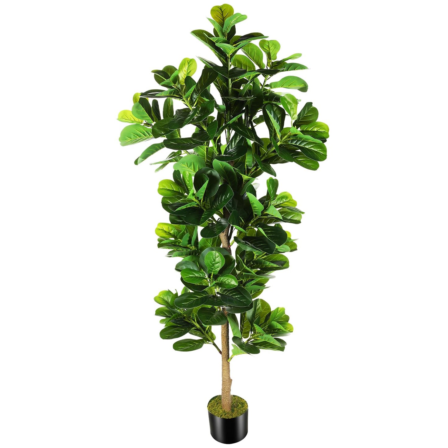OXLLXO 7.3ft Artificial Fiddle Leaf Fig Tree (87in) with Plastic Nursery Pot Faux Tree, Ficus Lyrata Fake Plant for Office House Farmhouse Living Room Home Decor (Indoor/Outdoor)