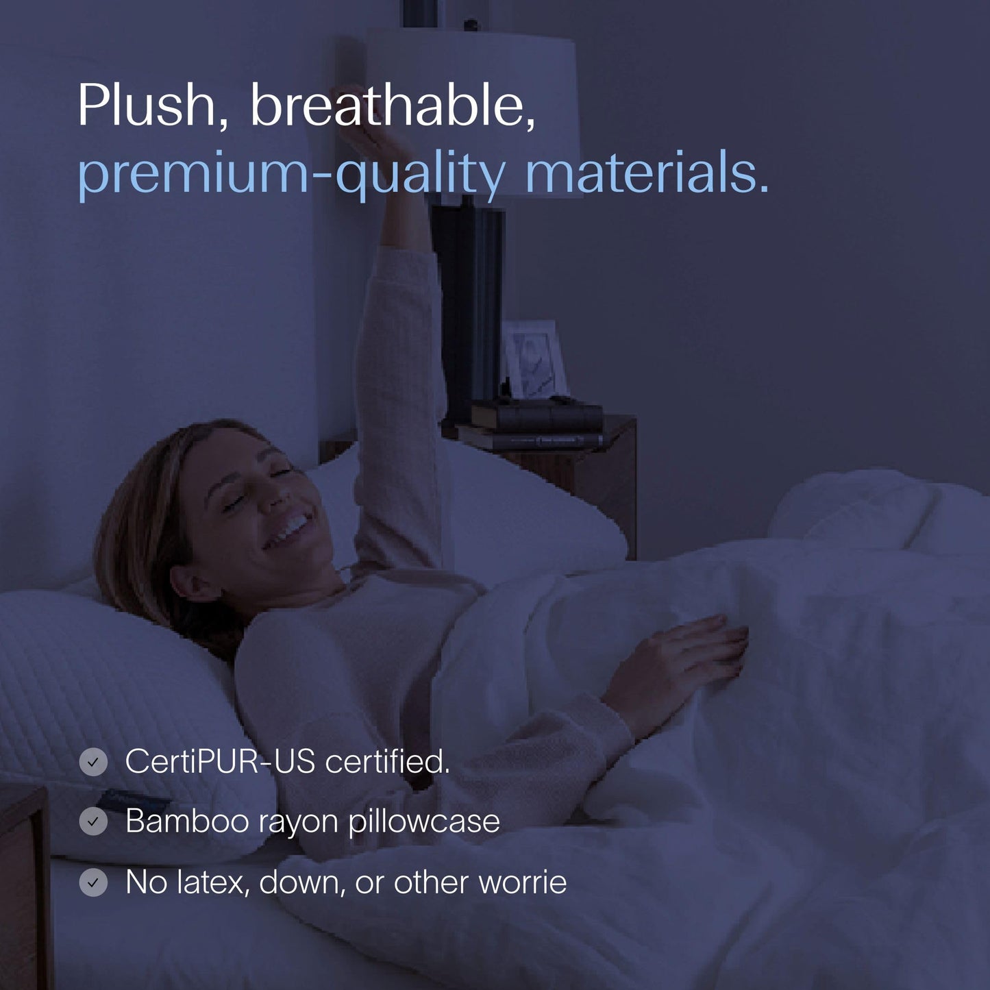 DreamyBlue Moon Pillow • Adjustable Loft, Luxury Cover, Shredded Memory Foam • for Back, Side and Combination Sleepers • Neutral Alignment for All • CertiPUR-US Certified Foam (King)