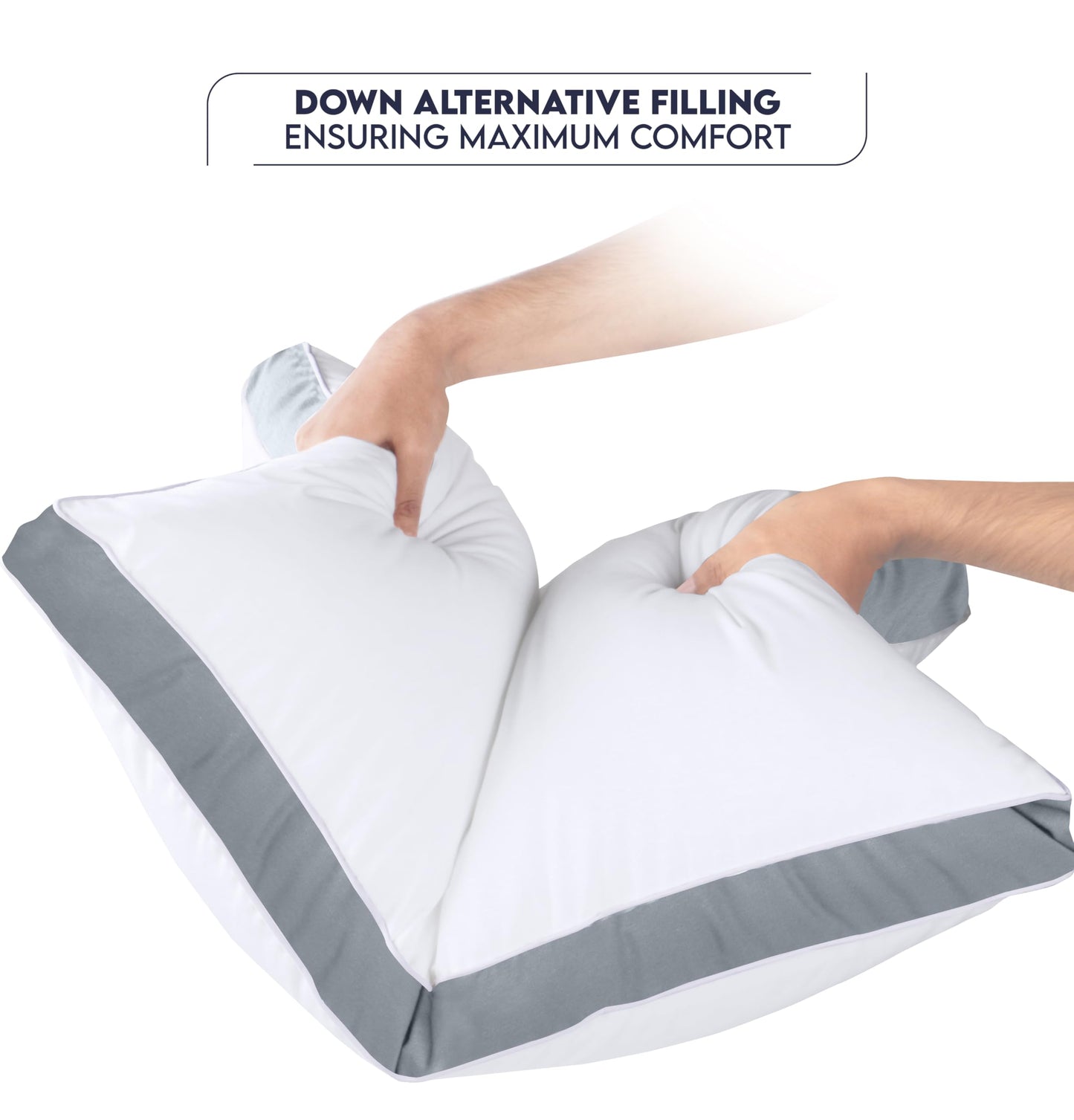 Utopia Bedding Bed Pillows for Sleeping Queen Size (Grey), Set of 2, Soft & Fluffy Pillow with Down Alternative Filling, Cooling, Hotel Quality, Gusseted Pillow for Back, Stomach or Side Sleepers