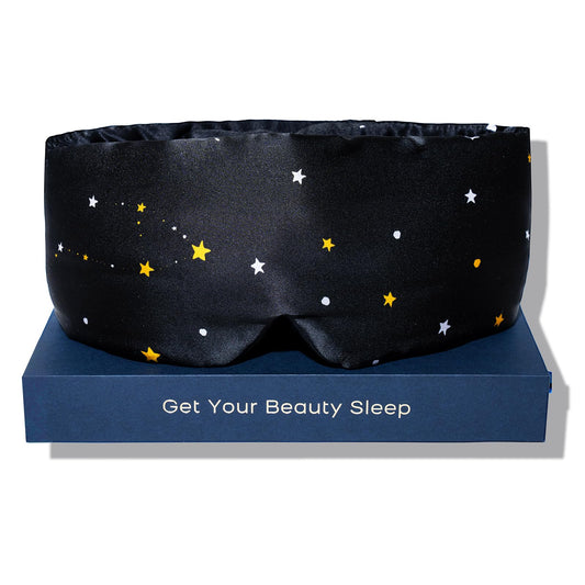 Fleur&Yang Silk Sleep Mask, Adjustable Blackout Sleeping Mask for Men Women, Soft Breathable 100% Mulberry Silk Fabric, Cooling Eye Cover Blindfold for DeepSleep or Meditationc(Starlight)