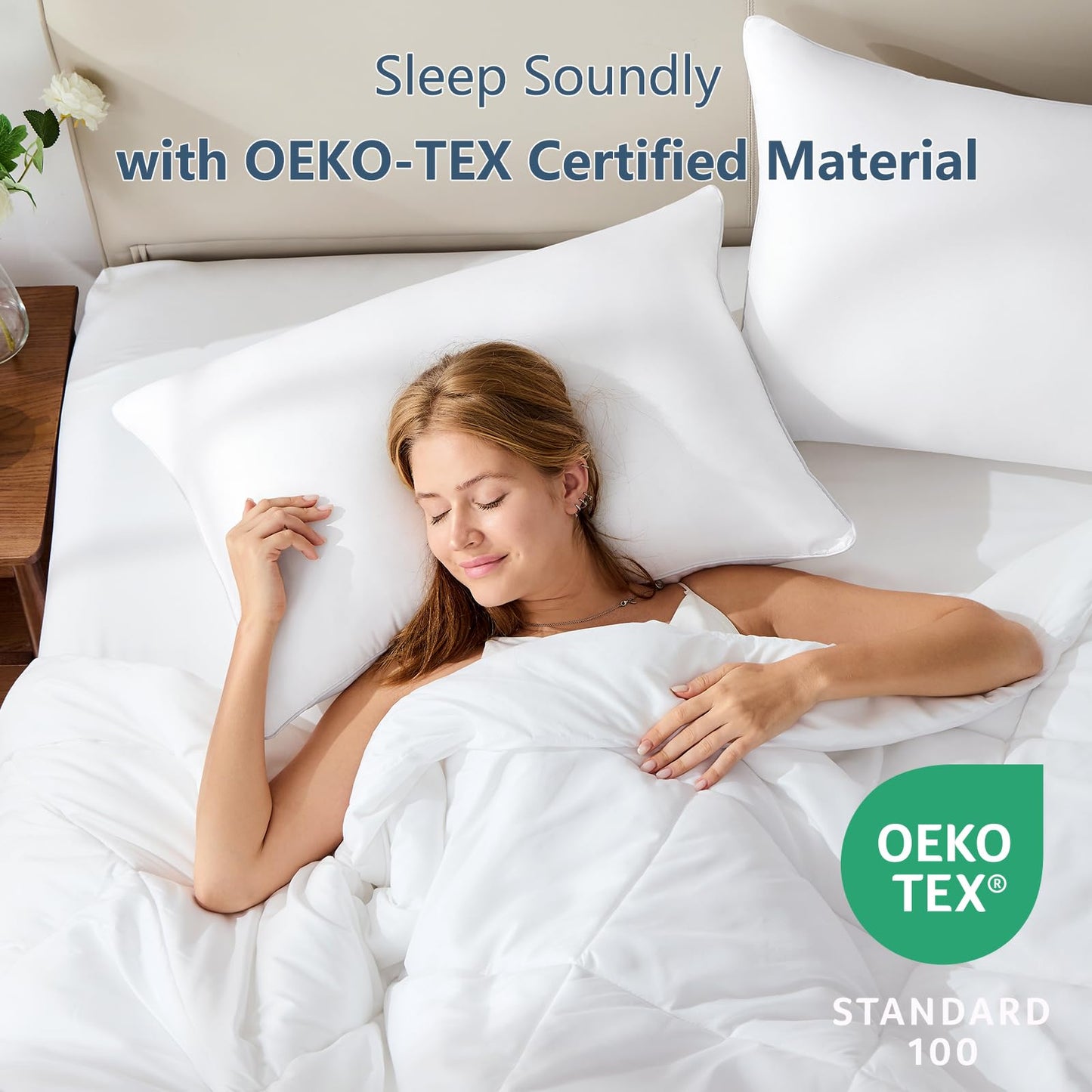 CozyLux Soft Supportive Bed Pillows for Side and Back Sleepers, Oeko-Tex Certified Down Alternative Filling, Hotel Quality Fluffy Sleeping Pillow, White, King - 19" x 34", 2 Pack