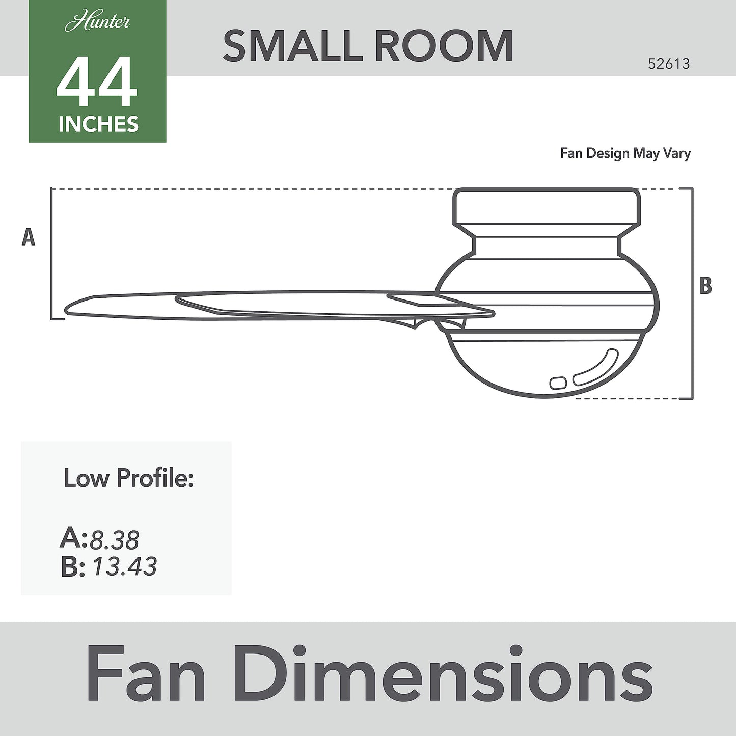 Hunter 44 inch Indoor Ceiling Fan with LED Light - Black Ceiling Fan with Pull Chain, For Bedroom, Living Room, or Kitchen, Low Profile Mount, No Remote, 5 Blades - Lilliana 52613, Matte Black