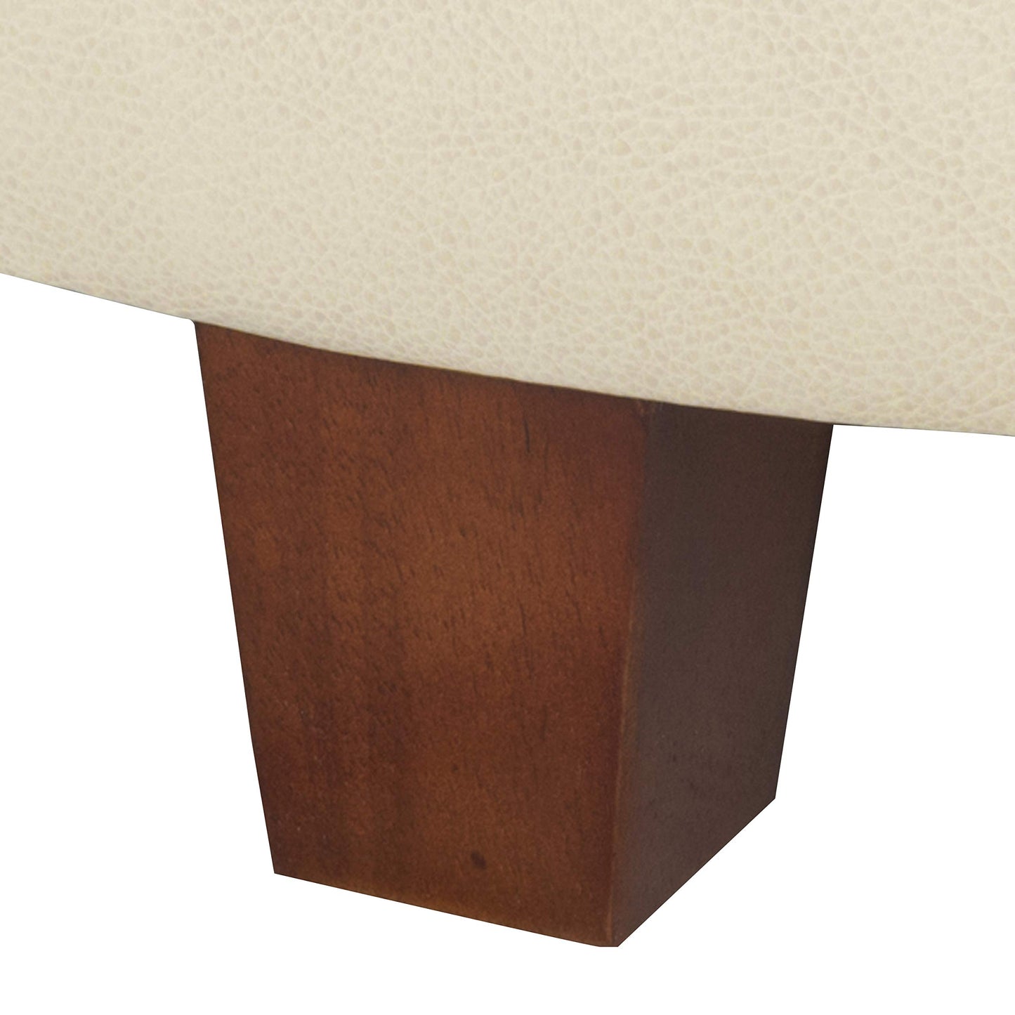 HomePop 24" Large Leatherette Round Storage Ottoman - Cream Faux Leather