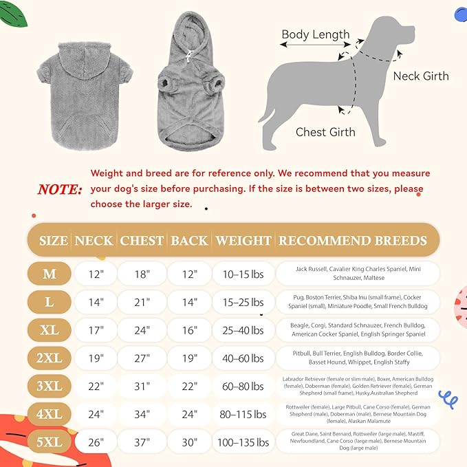 4XL Dog Sweaters for Large Dogs,Dog Hoodie,Warm Fuzzy Fleece Sweatshirt with Hood & Pocket,Leash Hole,Cozy Cold Weather Pet Clothes Sweater Hoodie for Large Dogs(Grey,4XL)