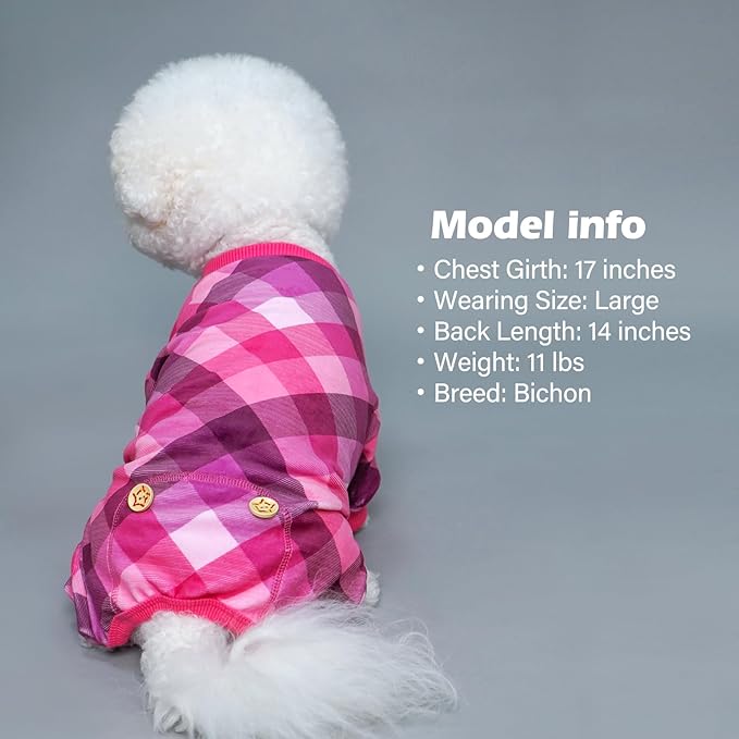 KYEESE Dog Pajamas Large Sized Dog Soft Coat Stretchy Onesie Lightweight Pjs Comfy Pet Clothes Velvet Jammies,Pink, XXX-Large