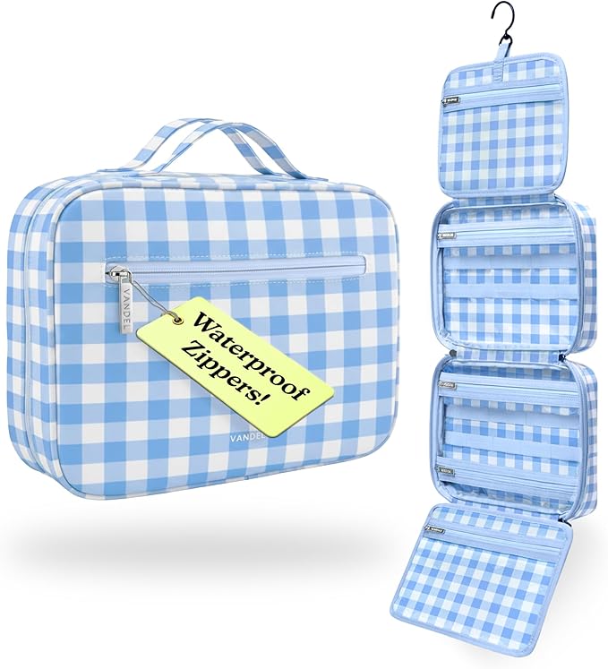 VANDEL Waterproof Hanging Toiletry Bag for Travelling, Hanging Makeup Organizer Bag, Cosmetic Travel Bags for Women Travel Toiletry Bags, Makeup Case Toiletries Organizer Hygiene Bathroom Shower Caddy