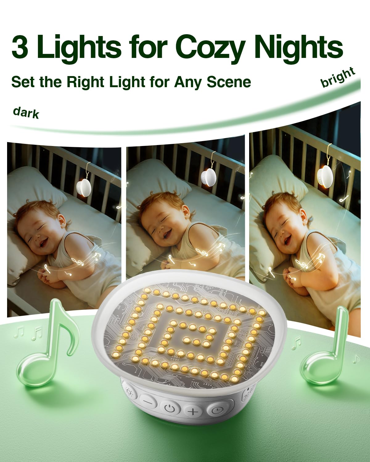 Portable White Noise Sound Machine for Baby Kids Adults, 20 Natural Soothing Sounds, 48H Battery Playback, 30 Volume Levels, 3 Timers, Memory Function & Soft Night Light for Sleep, Home, Travel, Mini