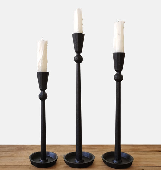 Iron Taper Candle Holder Set 3 - Decorative Candle Stand - Candlestick Holder for Wedding, Dinning, Party (Black)…