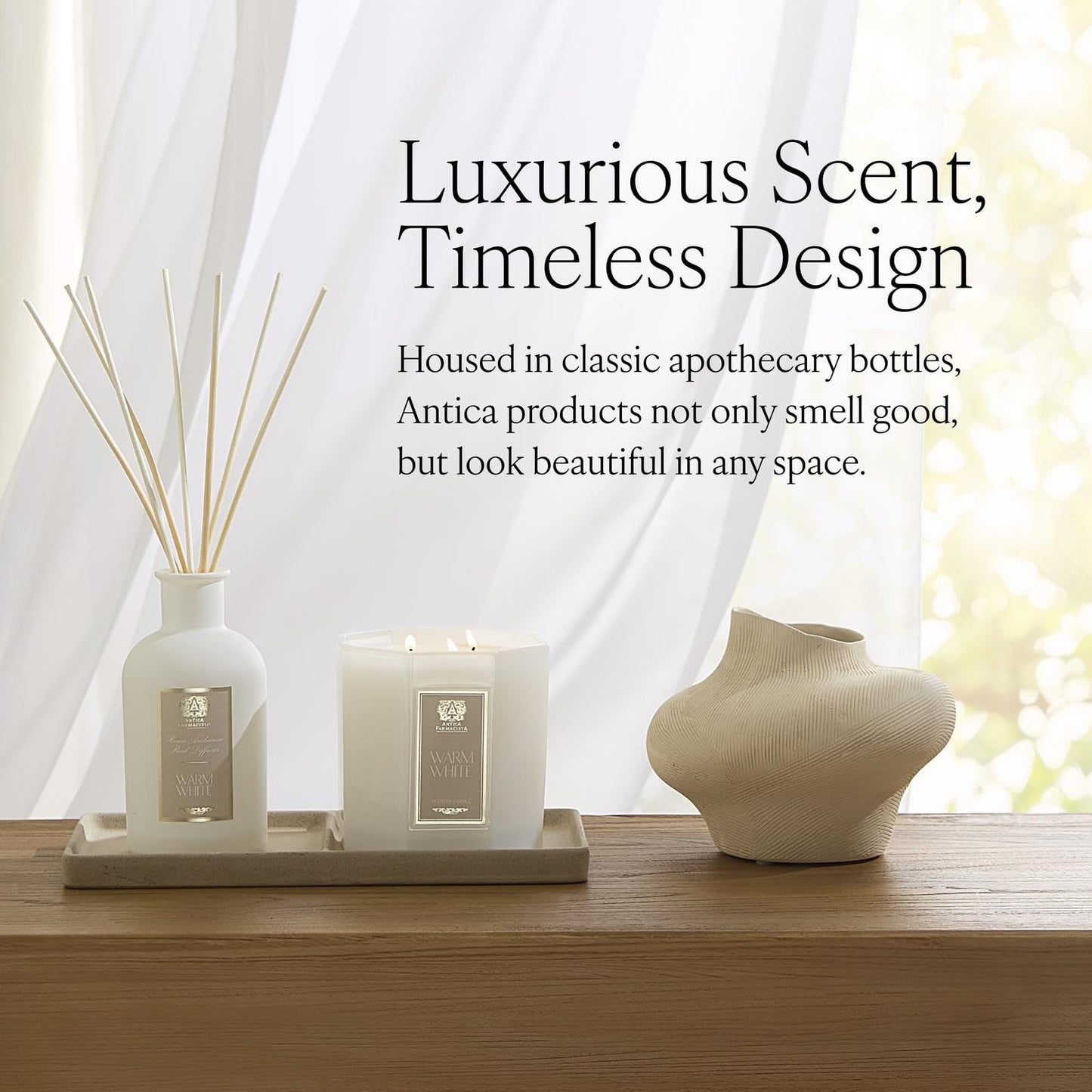 Antica Farmacista Home Ambiance Diffuser - Long-Lasting Reed Scent Diffuser - Luxury Room Freshener Gift - Damascena Rose, Orris & Oud, 8.45 fl oz