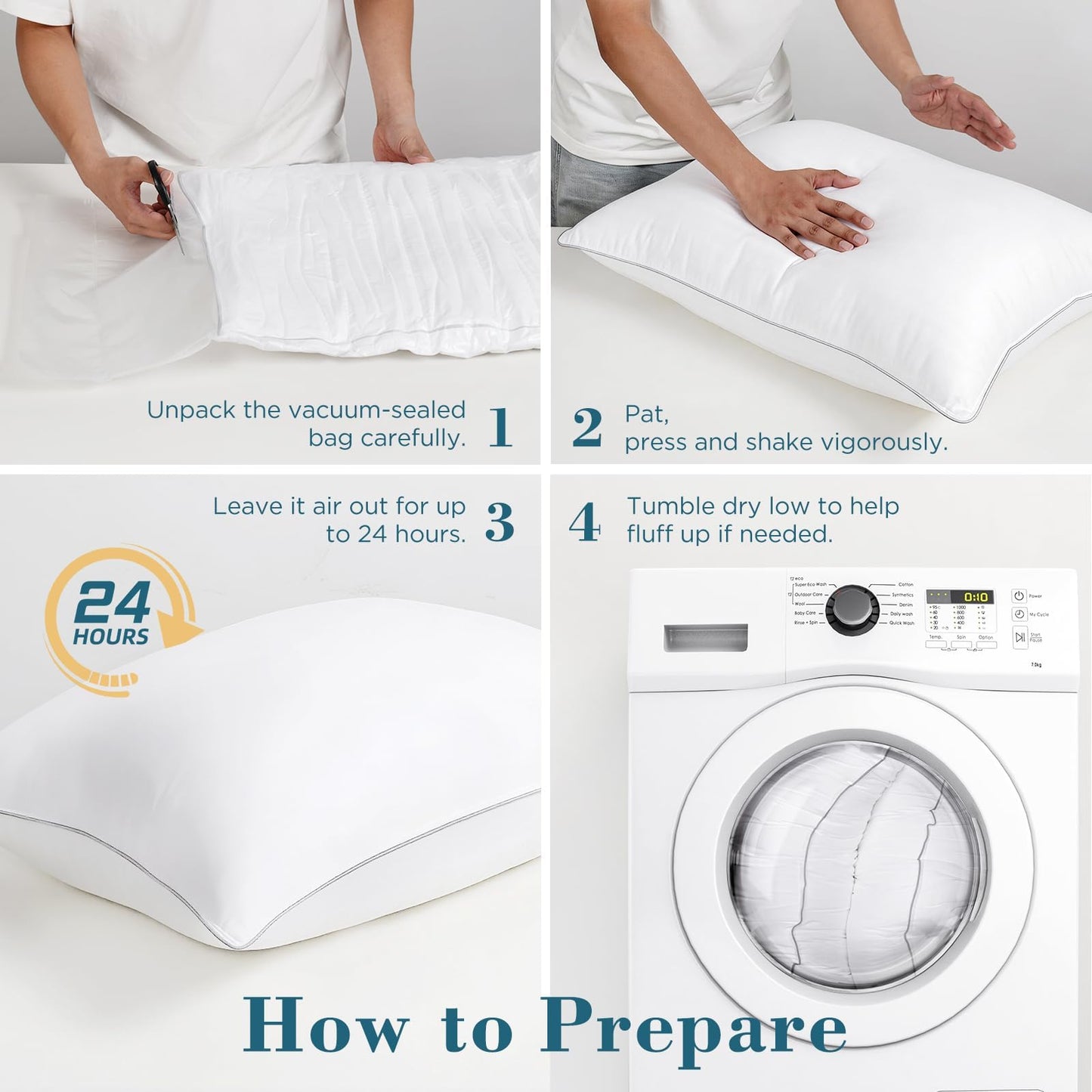 viewstar Bed Pillows Queen/Standard Size Set of 2, Hotel Collection, Down Alternative Pillow for Back, Stomach or Side Sleepers, White-Firm