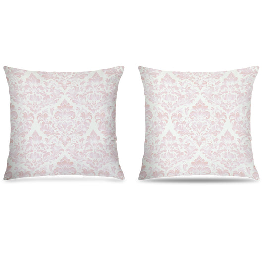 awdschkj Pink Damask Floral Block Print Pillow Covers 18x18 Set of 2, French Country Light Pink and White Vintage Floral Decorative Throw Pillow Covers for Nursery Girls Room Bedroom Home