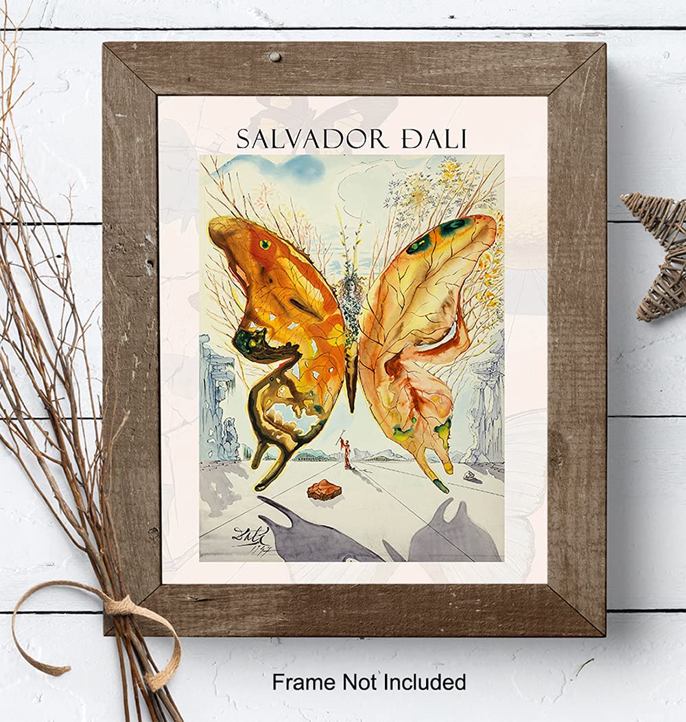 Salvador Dali Wall Art & Decor Print - Gallery Wall Art - Museum Poster - Modern Surrealism Artwork - Contemporary Print - Butterfly Picture - Living Room, Bedroom - Women, Men, Housewarming Gift