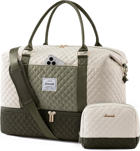 LOVEVOOK Travel Duffle Bag,Weekender Bags for Women with Shoe Compartment，Carry on Overnight Bag with Toiletry Bag,Gym Duffel Bag with Wet Pocket, Hospital Bags for Labor and Delivery